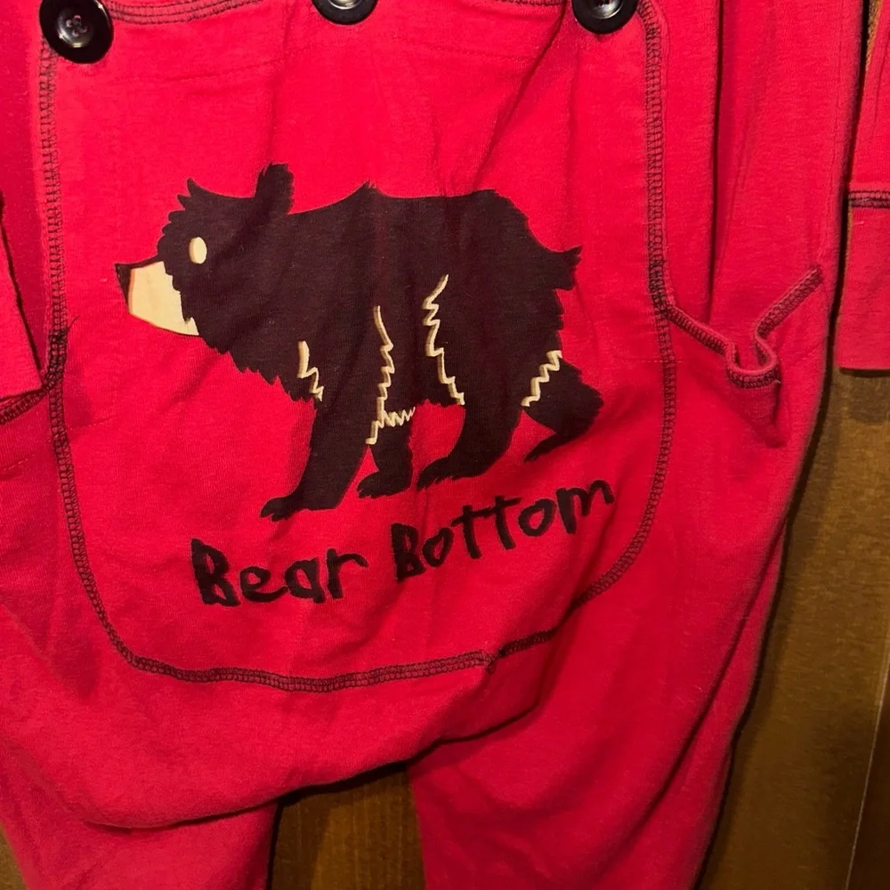 Lazy One‎ Bear Bum Flapjack Pajamas XL Union Suit Romper Red Cotton Long Johns